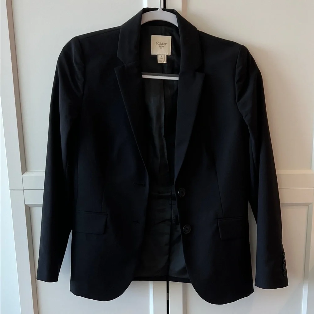 J. Crew Women's Classic Black Suit Jacket Blazer Size 4P - Picture 1 of 8
